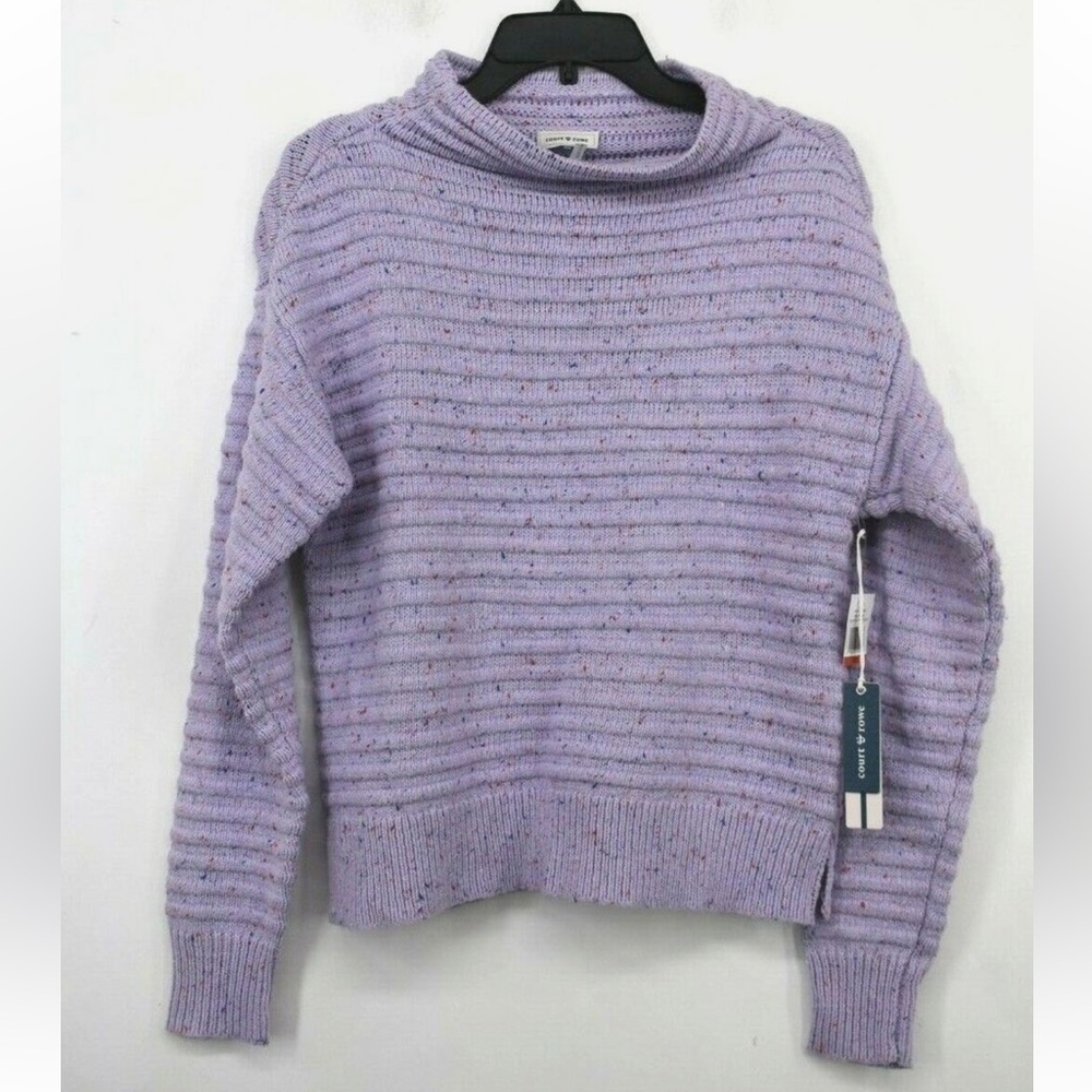 Court & Rowe Speckled Ribbed Mock Neck Sweater